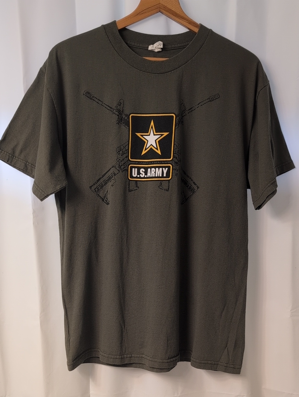 Vintage Y2K U.S. Army Graphic Tee Shirt Heavyweight Alstyle Olive Drab Green